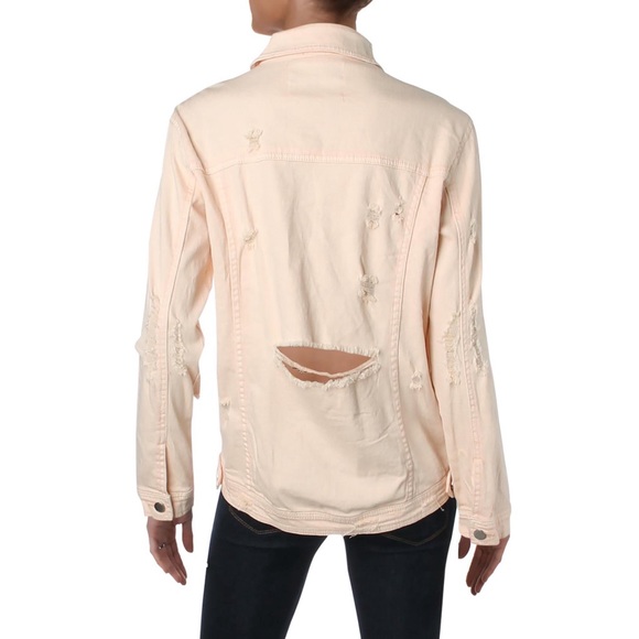 🔥RACHEL RACHEL ROY🔥DISTRESSED DENIM JEAN JACKET LIGHT PINK XS NWT - Picture 3 of 10